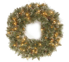 Рождественский венок Glittery Bristle Wreath 12 cones 61cm with 50 LED